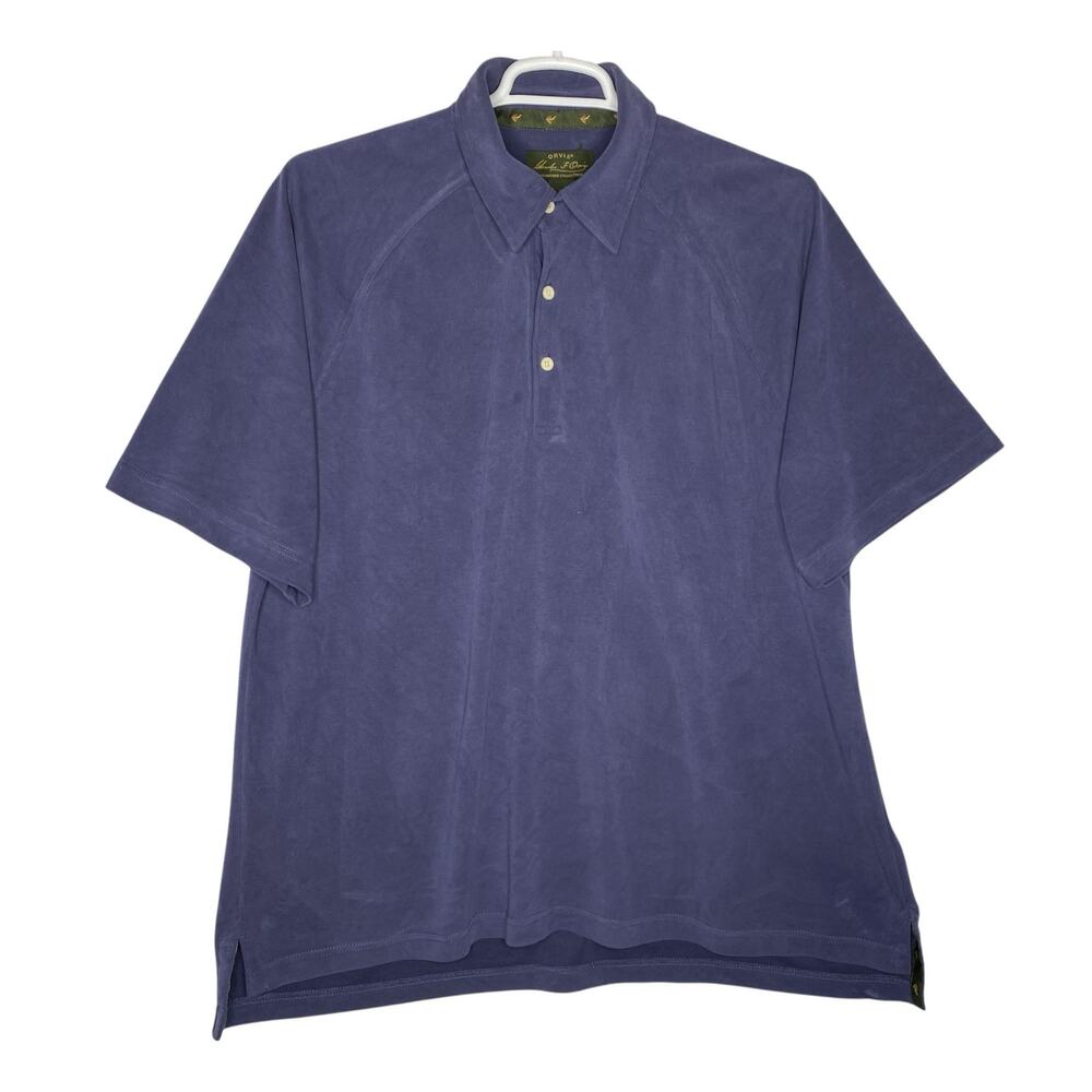 Orvis Signature Mens XL Blue Tencel Blend Polo Shirt Short Sleeve Gorpcore Tech